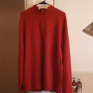 Polo‎ by Ralph Lauren Men's Zip-Up Red Long Sleeved Shirt(performance) XL